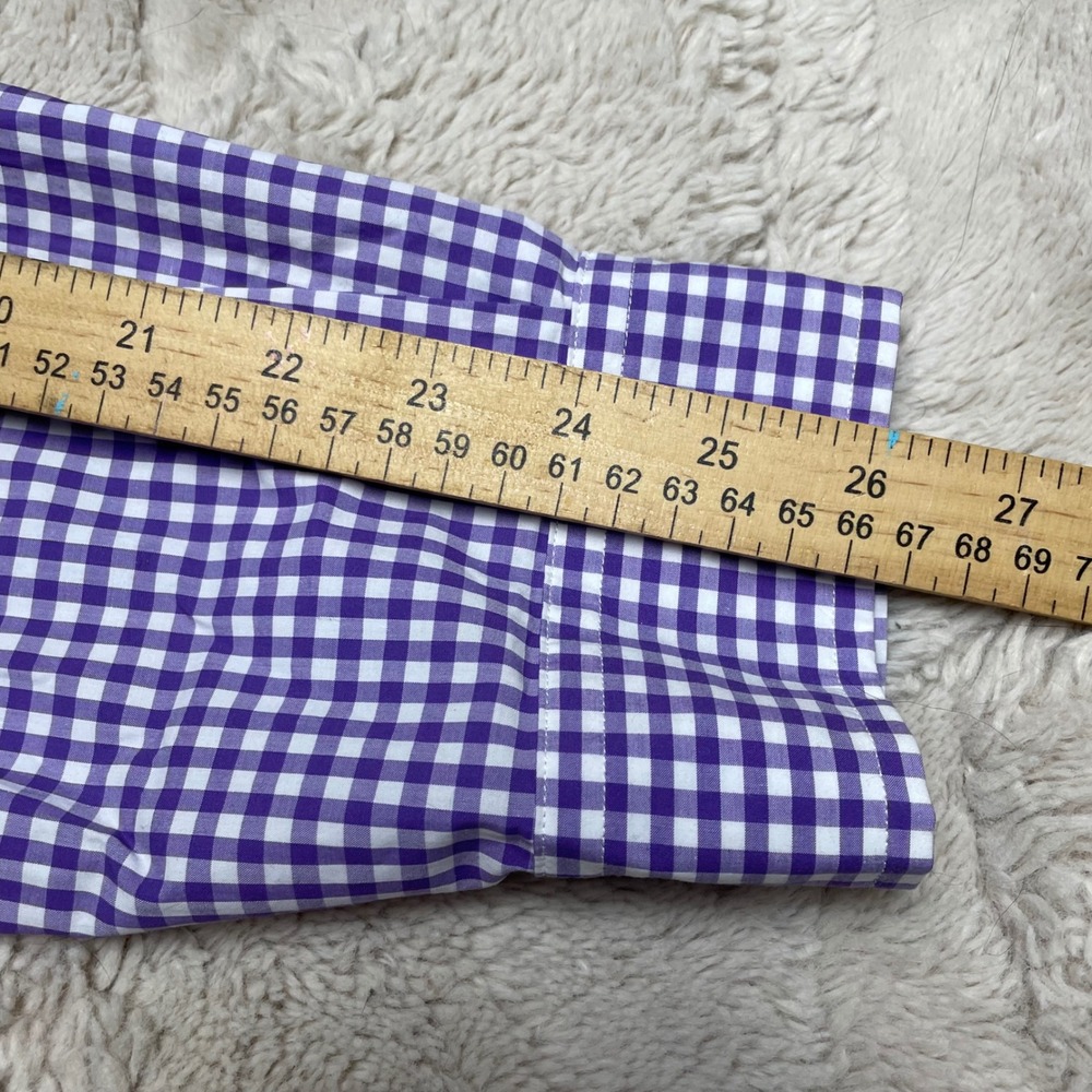 Ralph Lauren Mens XL Gingham Button Down Shirt PurpleWhite Long Sleeve Pony Logo - Picture 5 of 7